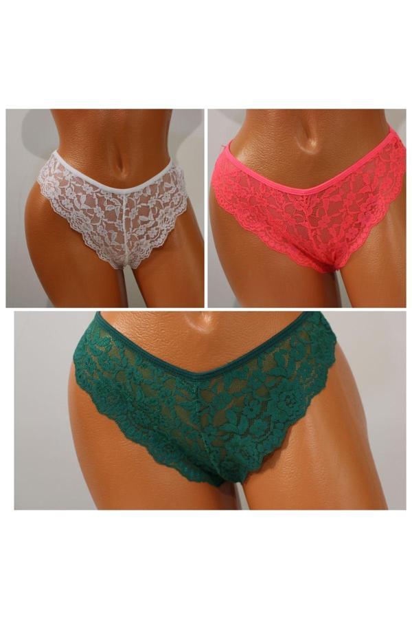 Gecko Collection Simala 3'Lü Brazilian Dantel Külot - Image 1
