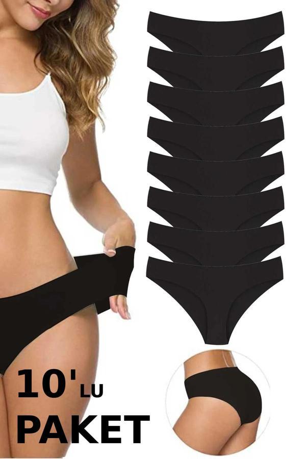 Benim Olmalı Dikişsiz Lazer Kesim Esnek Iz Yapmayan Külot 10 Lu Paket Full Likra - Image 1