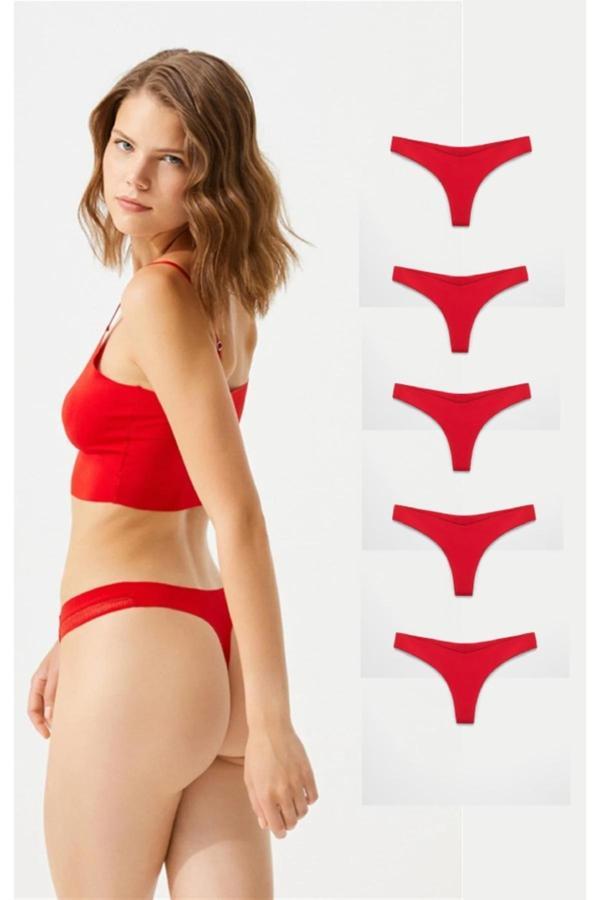 Yok Yok Collection Tanga Lazer Kesim Kadın Külot Iz Yapmaz 5 Adet - Image 1