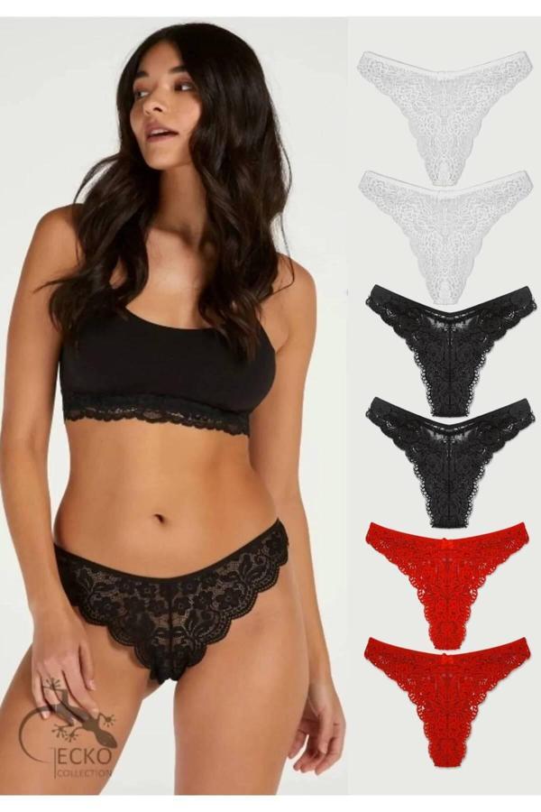 Gecko Collection Gecko Brazilian Dantelli Kadın Külot 6'Lı - Image 1