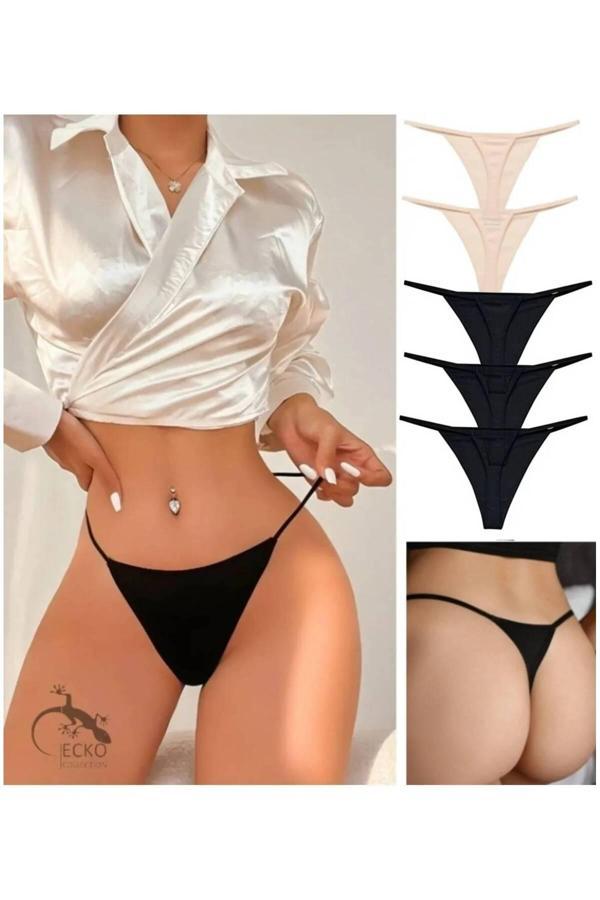 Gecko Collection Gecko Kadın String Tanga Ipli Ip Lastikli Tanga 5 Adet - Image 1