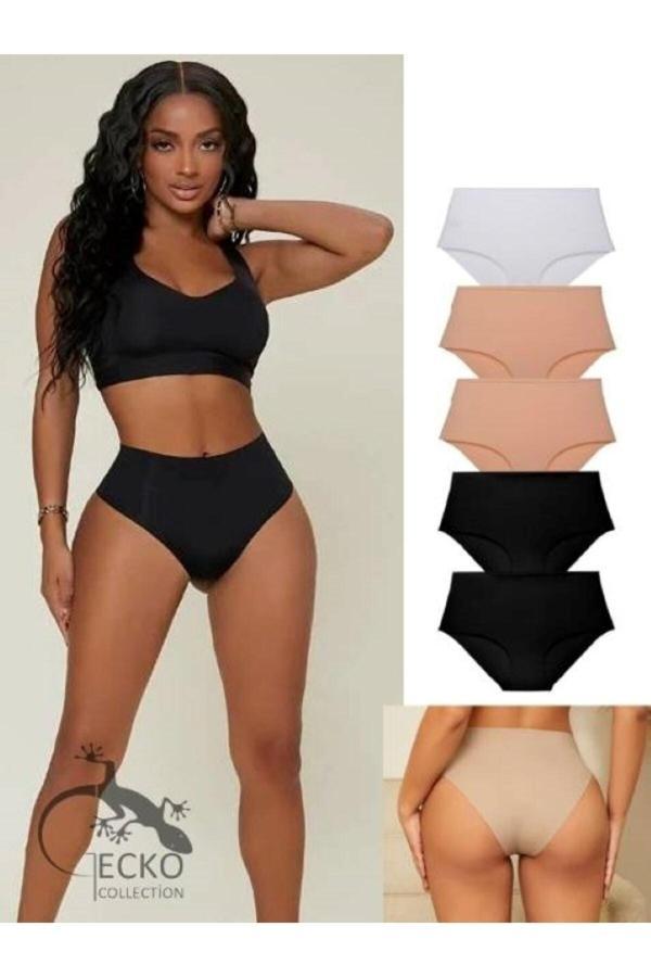 Gecko Collection Gecko Yüksek Bel Lazer Kesim Iz Yapmaz Kadın Külot 5'Lü - Image 1