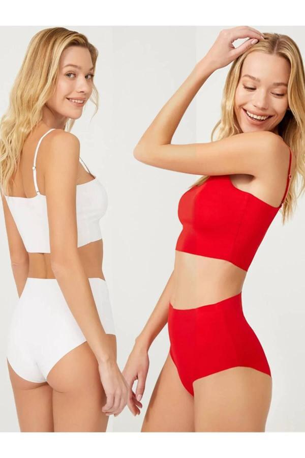 Gecko Collection Gecko Kadın Extra Yüksek Bel Toparlayıcı Korse Lazer Kesim Külot 2 Adet - Image 1