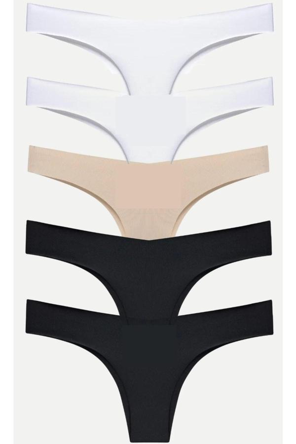 Gecko Collection Gecko 5'Li Lazer Kesim Brazilian Tanga Kadın Külot - Image 1