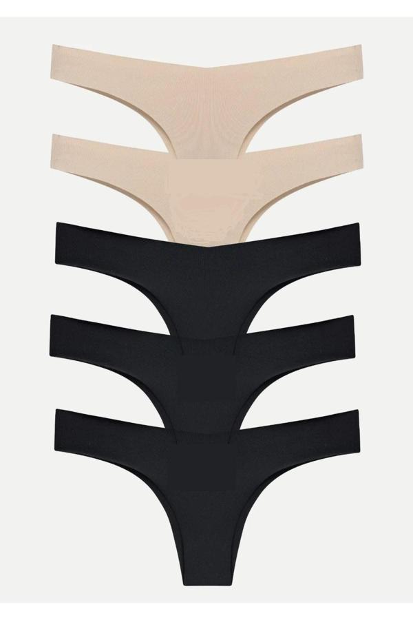 Gecko Collection Gecko 5'Li Lazer Kesim Brazilian Tanga Kadın Külot - Image 1