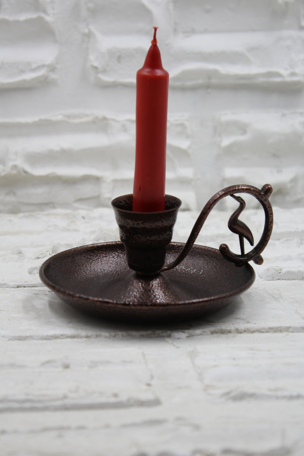 Metal Nostalji Mumluk & El Şamdanı Kendinden Iğneli Mum Hediyeli Acı Kahve Oksit Kulp Turna2623-3 - Image 1