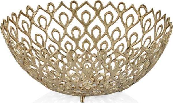 Lamedore Peacock Gold Yuvarlak Büyük Dekoratif Kase 47x47x19 Cm - Image 1