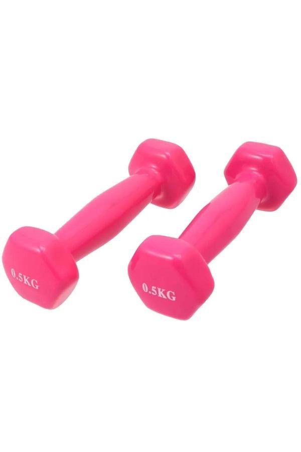 Jet Demir Dambıl 0.5 Kg X 2 Adet Vinyl Kaplı Demir Döküm Dumbell Dambıl Seti 1 Çift Tanesi 0.5 Kg Pembe - Image 1