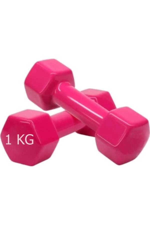 Jet Demir Dambıl 1 Kg X 2 Adet Vinyl Kaplı Demir Döküm Dumbell Dambıl Seti 1 Çift Tanesi 1 Kg Pembe - Image 1