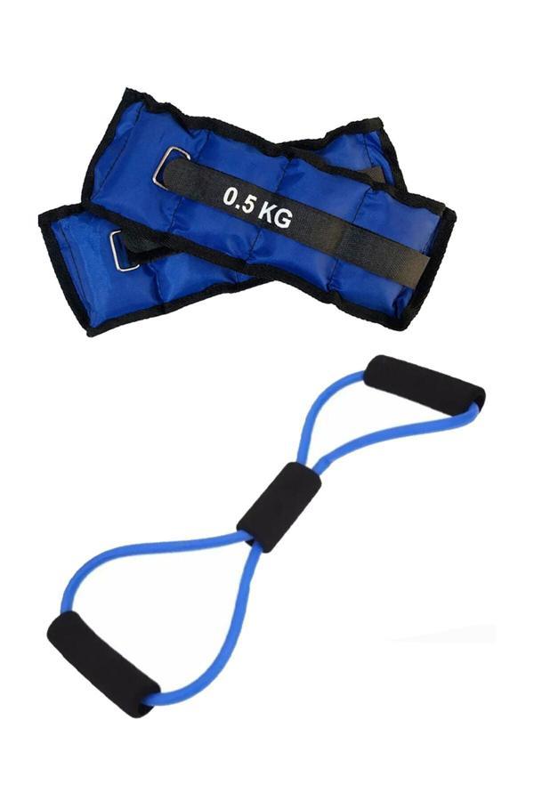 Jet Direnç Egzersiz Lastiği Tübülü Ve 0.5Kg El Ayak Bilek Ağırlığı Kum Torbası Pilates Seti - Image 1