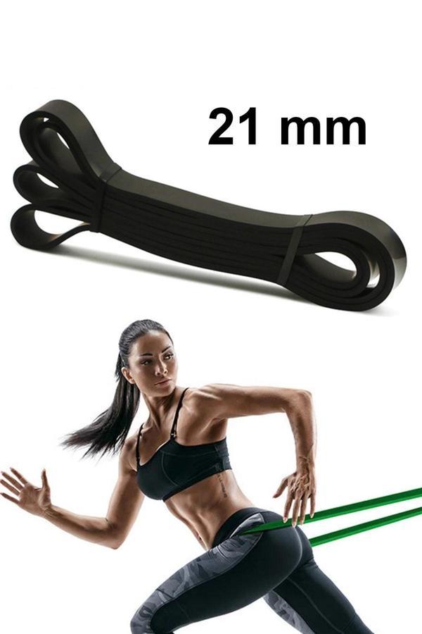 Jet Resistance Powerband 21 Mm Latex Güç Bandı Orta Sert Direnç Lastiği Pilates Aerobik Squat Siyah - Image 1