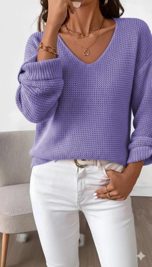 MDB Kadın Uzun Kollu V Yakalı Düğmeli Triko Bluz - Image 1