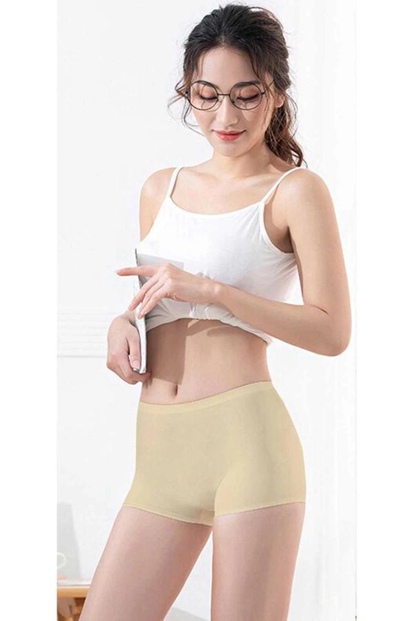 Kadın Dikişsiz Görünmez İz Yapmaz Mini Şort Boxer Ten - Image 1