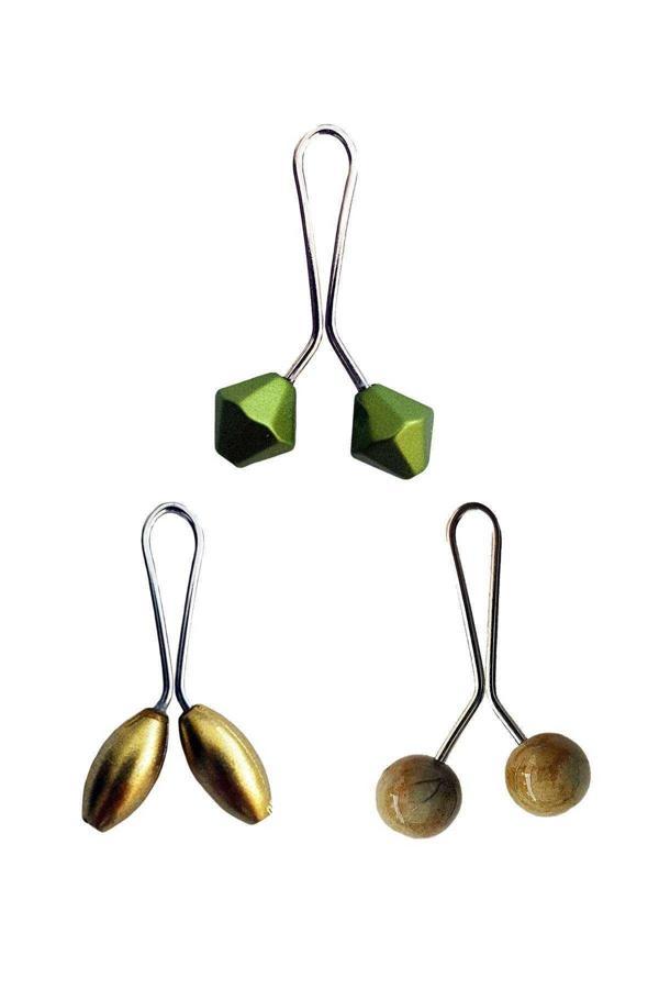 3 Adet Tesettür Eşarp ve Şal Klipsi Sarı Hardal Yeşil - Image 1