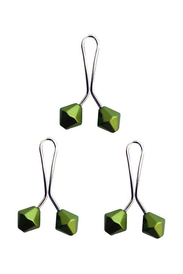 3 Adet Tesettür Eşarp ve Şal Klipsi Yeşil - Image 1