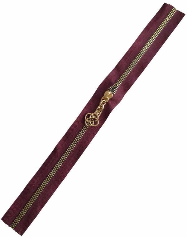 Çanta Aksesuar Başlıklı Fermuar 40 Cm Light Gold Metal Bordo - Image 1
