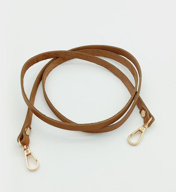 Çanta Aksesuar Gerçek Deri Spagetti Model Taba Light Gold Metal Çanta Sapı - Image 1