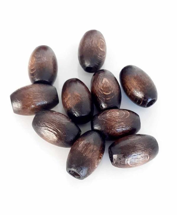 Çanta Aksesuar 17 Mm 10 Adet Koyu Renk Ahşap Oval Boncuk - Image 1