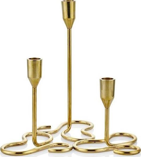 Lamedore Curve Brass 3'lü  Mumluk 25X25X25,5 cm - Image 1