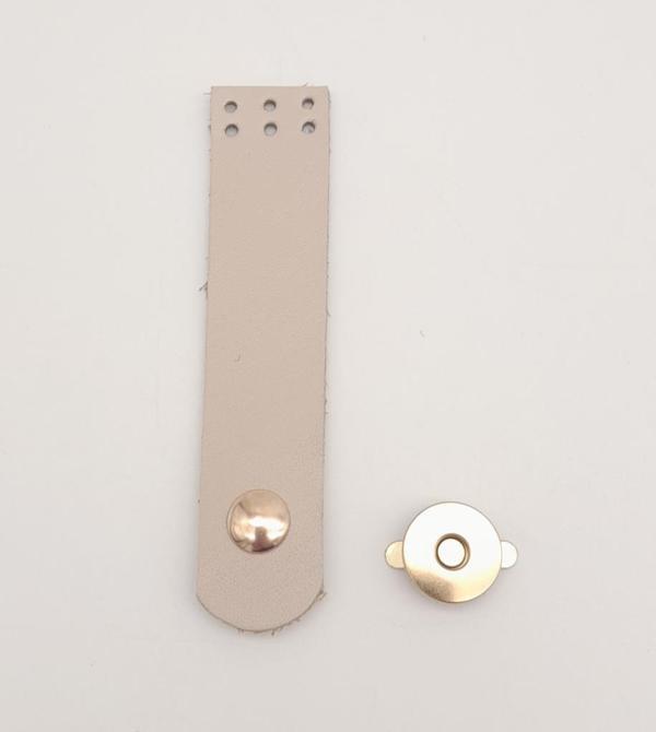 Çanta Aksesuar 11x2.3 cm Bej Gerçek Deri Düz Çanta Kapağı Light Gold Metalli - Image 1