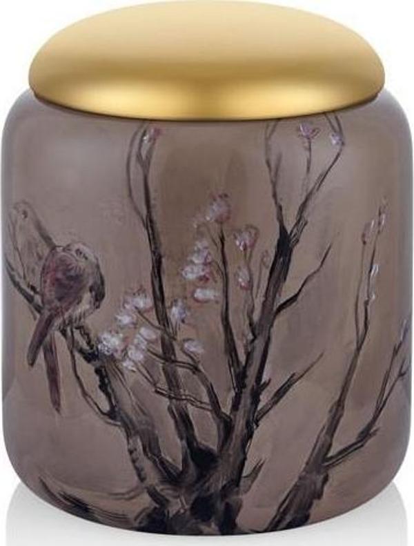lamedore Ağaç Dalı Desenli Kapaklı Vazo Büyük Boy 26x30 cm - Image 1