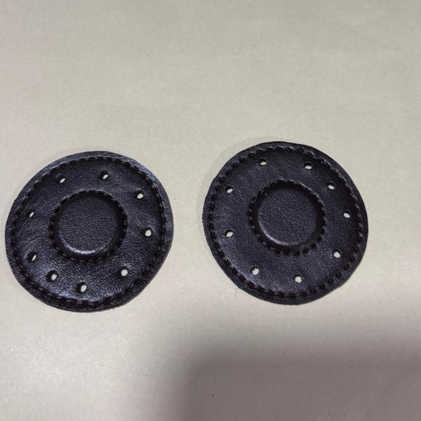 Çanta Aksesuar Koyu Kahve Suni Derili Yuvarlak  Gizli  Mıknatıs - Image 1