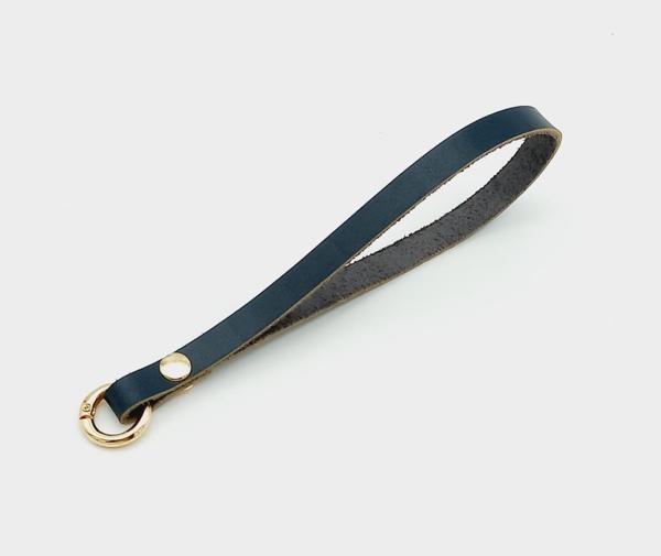 Çanta Aksesuar Gerçek Deri Lacivert Renk Halkalı Elcik Light Gold Metalli - Image 1