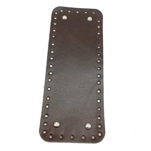 Çanta Aksesuar Gerçek Deri Koyu Kahve 30X12 cm Dikdörtgen Gümüş Metalli Çanta Tabanı - Image 1