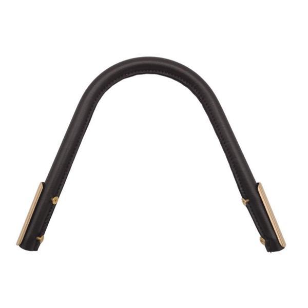 Çanta Aksesuar Suni Derili Metal Çanta Sapı Koyu Kahve Renk Light Gold Metal 1 Adet - Image 1