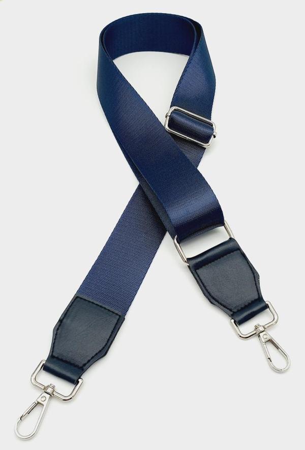 Çanta Aksesuar Suni Derili Polyester Kolon 120X4 Cm Lacivert Gümüş Metalli - Image 1