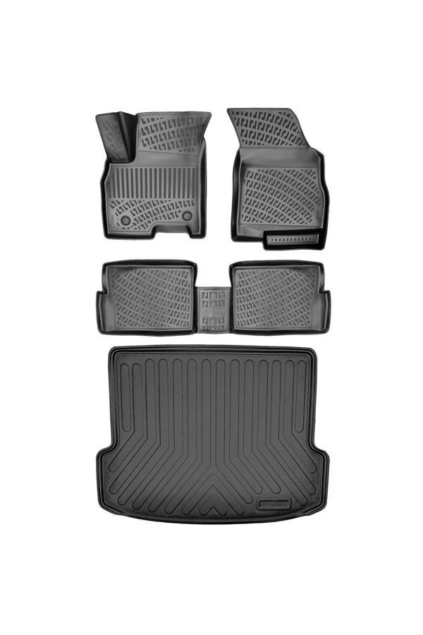 Chery Tiggo 7 Pro 3D Siyah Kauçuk Araca Özel Havuzlu Paspas ve Bagaj Havuzu Seti - Image 1