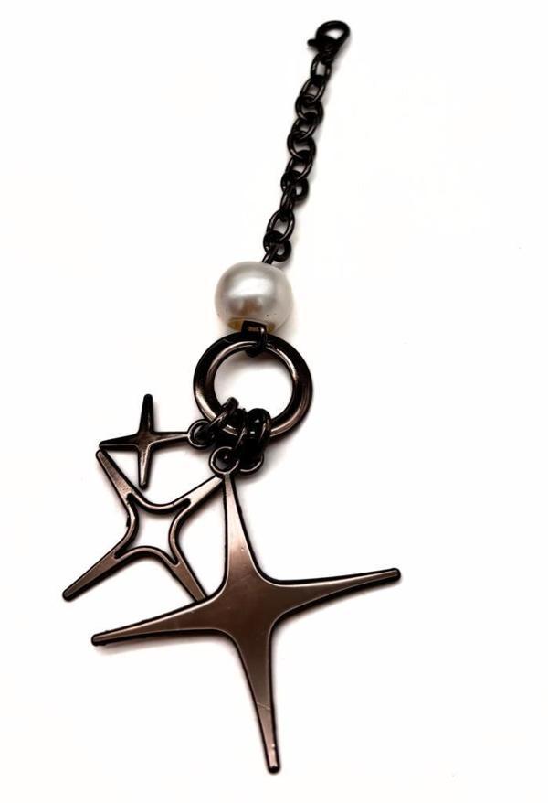 Çanta Aksesuar Füme Renk Sarkaç Süs İncili 3 Metalli - Image 1