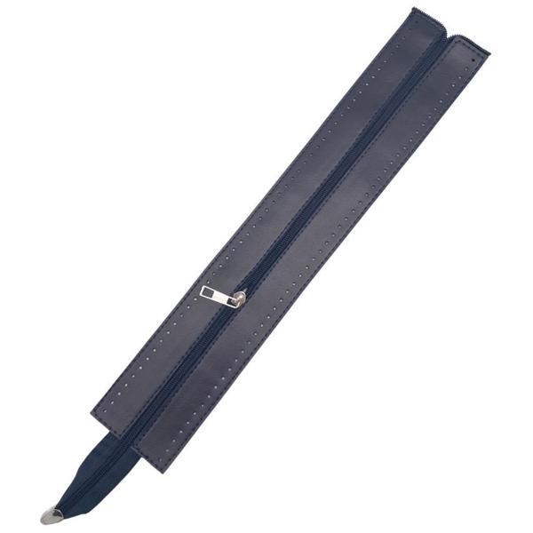 Çanta Aksesuar 40 cm Derili Fermuar Lacivert Renk Gümüş Metalli - Image 1