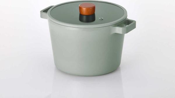 Neoflam Fika Cam Kapaklı Alüminyum Döküm Derin Tencere 22 Cm Gri - Image 1