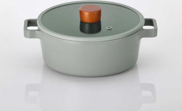 Neoflam Fika Cam Kapaklı Alüminyum Döküm Tencere 24 Cm Gri - Image 1