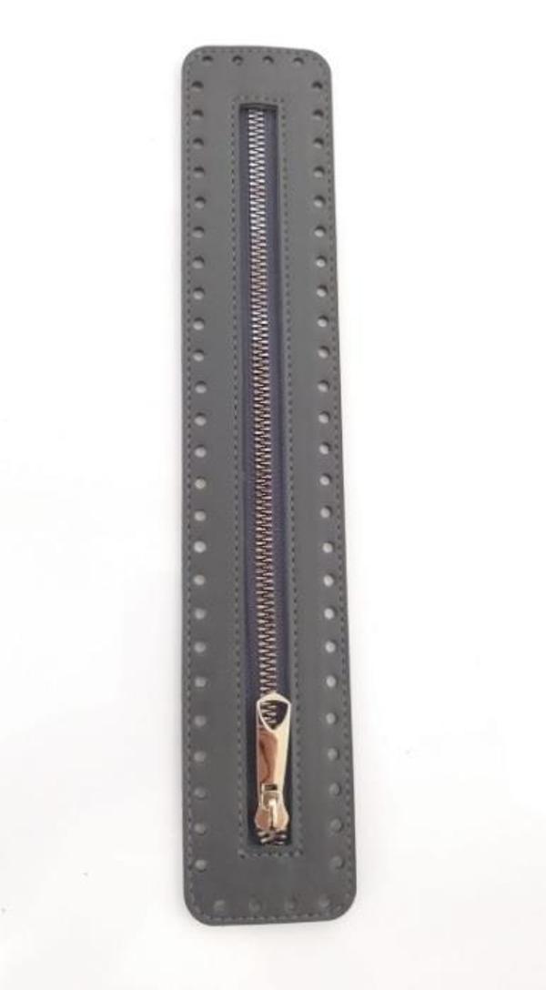 Çanta Aksesuar Derili Fermuar Yeni Model Gri 30 Cm Gümüş - Image 1