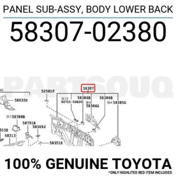 Corolla 2013-2015 Arka Panel Oem No (58307-02380) - Image 1