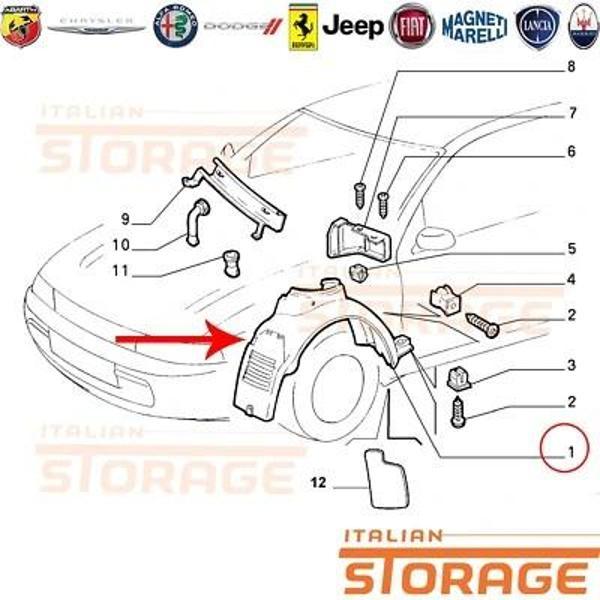 Fiat Bravo-A / Marea 1996-2001 Çamurluk Davlumbazı Sağ Oem No (46819839) - Image 1