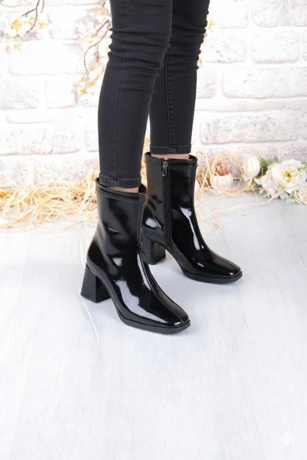 Fort 1194 Uraz Rugan Rahat 6 Cm Kalın Topuk Yüksekliği Kut Burun Kadın Bot - Image 1