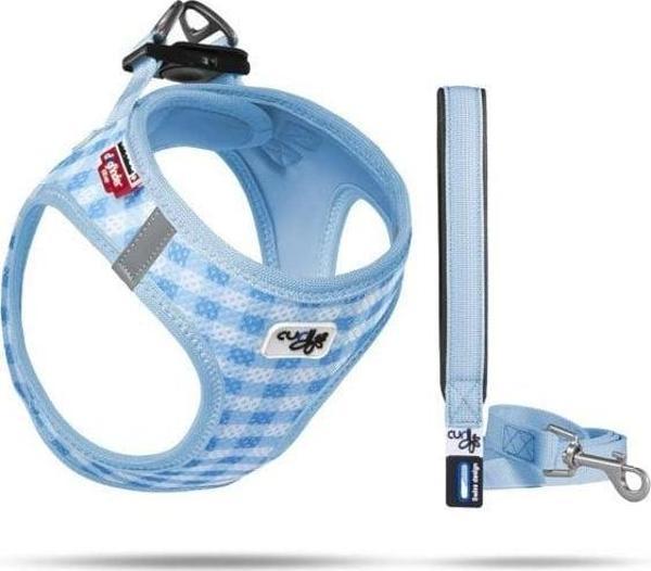 Curli Vest Air-Mesh Köpek Göğüs Tasması Mavi Ekose Xxsmall 30-35 Cm - Image 1