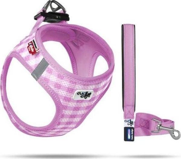 Curli Vest Air-Mesh Köpek Göğüs Tasması Pembe Ekose Xxxsmall 26-30 Cm - Image 1