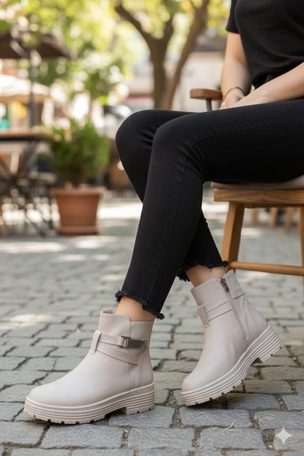 Fort 1186 Rahat Sıcak Astar Kaymaz Taban Fermuarlı Kadın Bot - Image 1