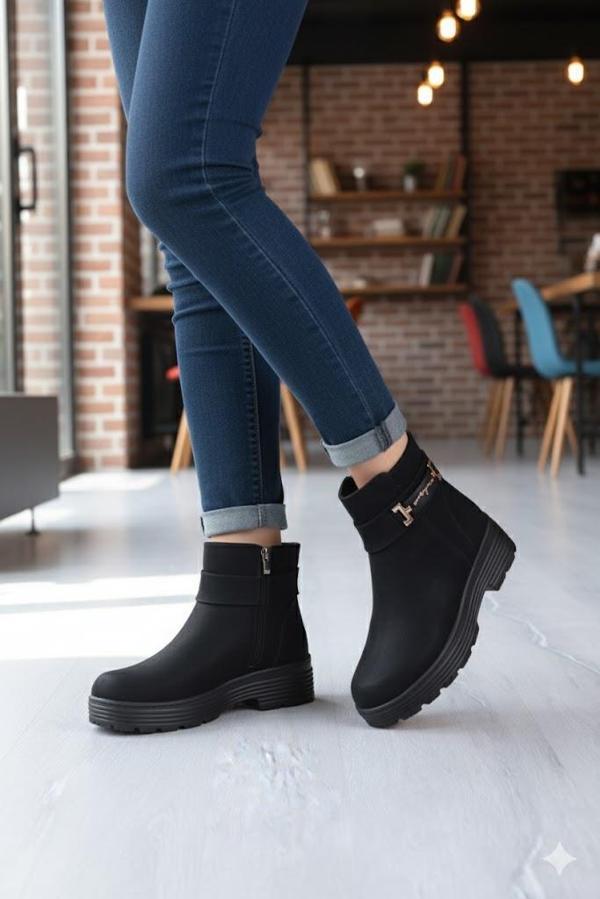 Fort 1187 Rahat Sıcak Astar Kaymaz Taban Fermuarlı Kadın Bot - Image 1