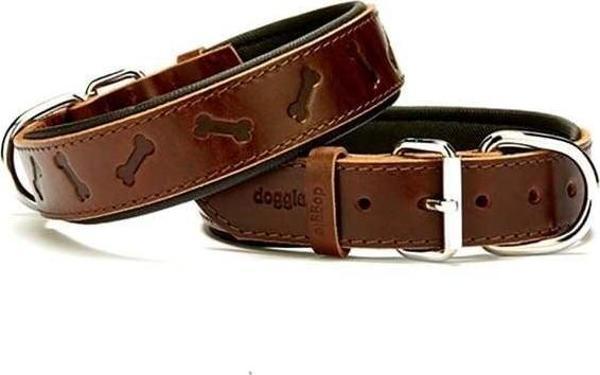 Doggie Comfort Deri Kemik Desenli Köpek Boyun Tasması Medium Kahverengi 3.5x47-55 Cm - Image 1
