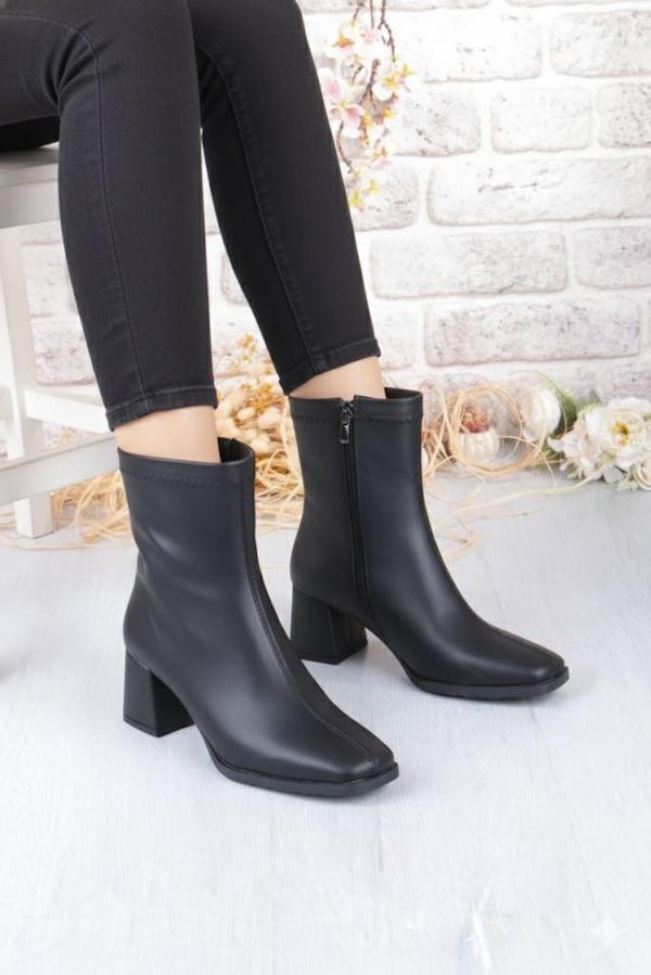 Fort 1195 Uraz Rahat 6 Cm Kalın Topuk Yüksekliği Kut Burun Kadın Bot - Image 1