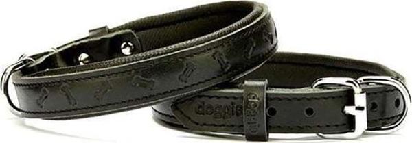 Doggie Comfort Deri Kemik Desenli Köpek Boyun Tasması Medium Siyah 2x35-40 Cm - Image 1