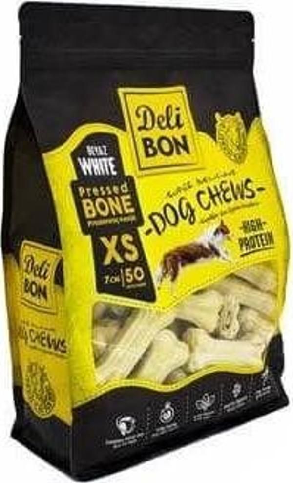 Delibon Deri Pres Kemik Köpek Ödülü Xsmall Beyaz 7 Cm 50 Adet - Image 1