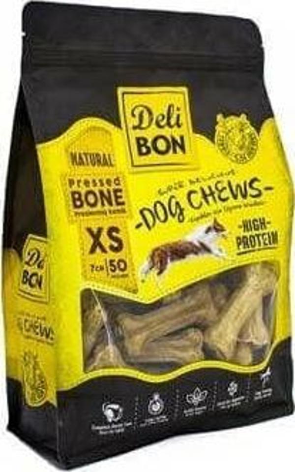 Delibon Deri Pres Kemik Köpek Ödülü Xsmall Naturel 7 Cm 50 Adet - Image 1