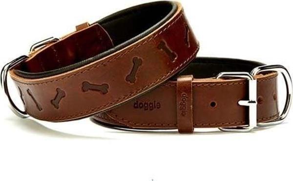 Doggie Comfort Deri Kemik Desenli Köpek Boyun Tasması Small Kahverengi 4x47-55 Cm - Image 1