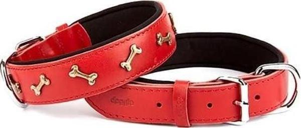 Doggie Comfort Deri Kemik Süslü Köpek Boyun Tasması Large Kırmızı 3.5x52-60 Cm - Image 1